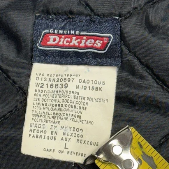 Dickies Jacket Mens L Black Zip Lined Mechanic Shop Workwear Skate - Picture 8 of 11